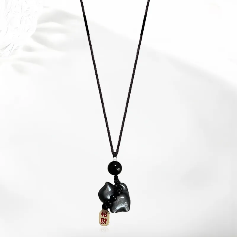 Shiban Silver Sheen Obsidian Necklaces Women's-1