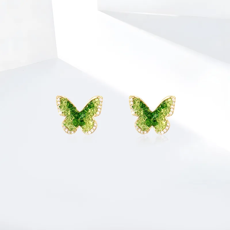 Shiban Faux Crystal Stud Earrings Unisex-1