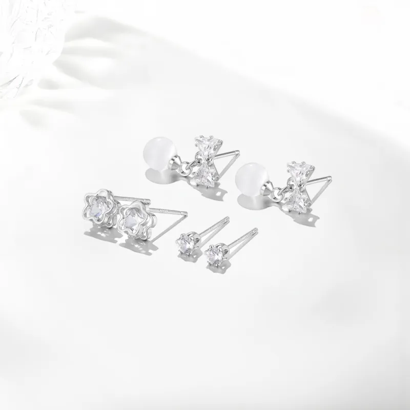 Shiban Glass Cat Eye Stud Earrings Women's-2