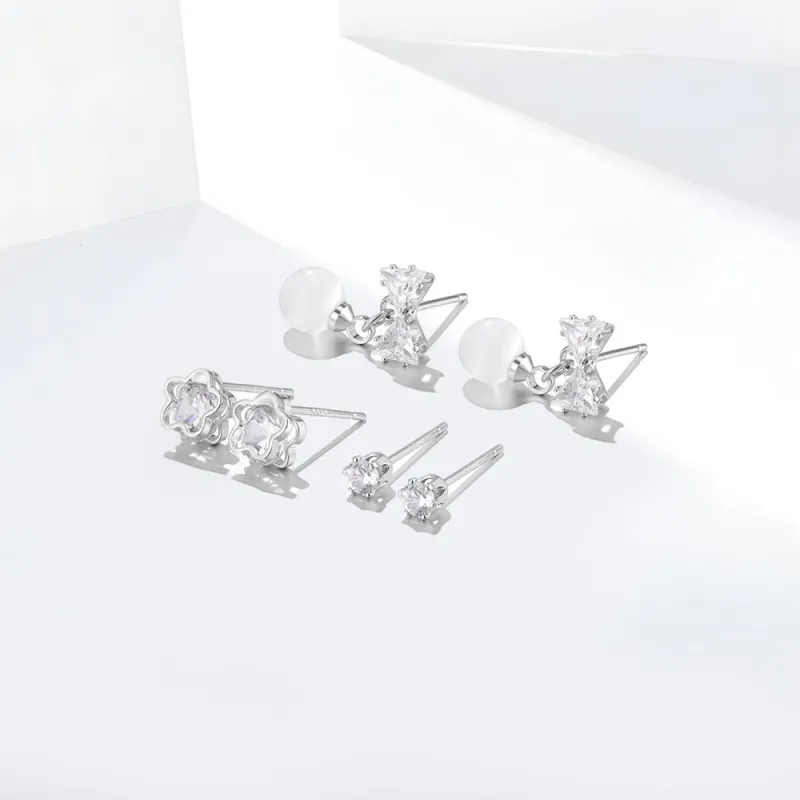 Shiban Glass Cat Eye Stud Earrings Women's-1