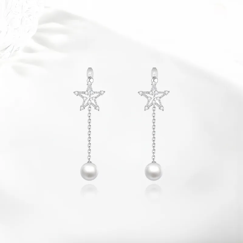 Shiban Alloy/Zircon/Simulated Pearl Earrings Women's-2