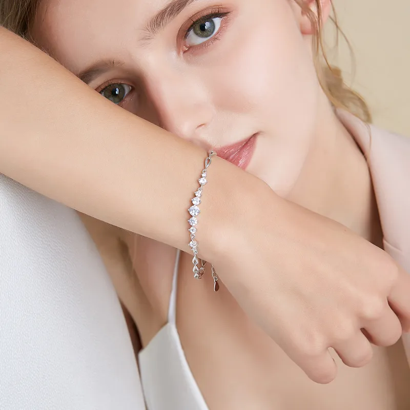 WINY 999 Fine Silver, Synthetic Cubic Zirconia Bracelets Women's Silver-6