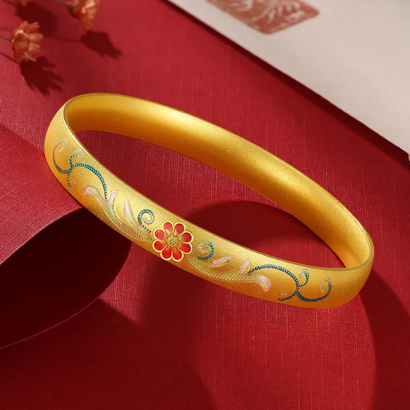 WINY 999 Fine Silver Bangles Women's Gold-3