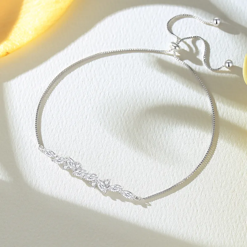 WINY 925 Silver Synthetic Cubic Zirconia Bracelets Women's Silver-3