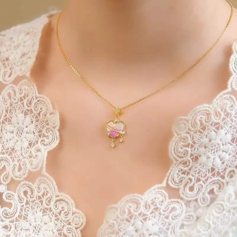 WINY 925 Sterling Silver Necklaces Women's Pink-4