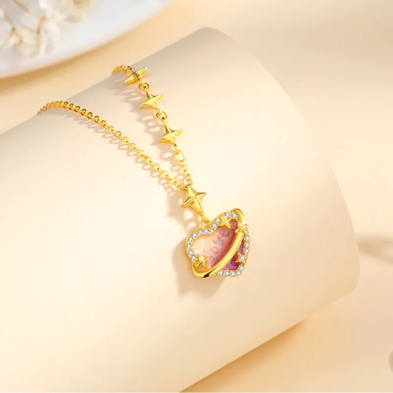 WINY 925 Silver Synthetic Cubic Zirconia Necklace Adjustable Confession Of Secret Love Niche Design Women's Gold Silver-6