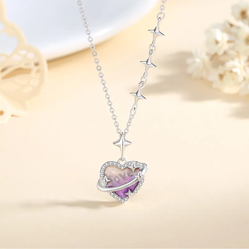 WINY 925 Silver Synthetic Cubic Zirconia Necklace Adjustable Confession Of Secret Love Niche Design Women's Gold Silver-1