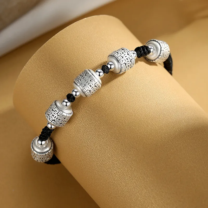 WINY 999 Fine Silver Bracelets Women's Black Gray-6