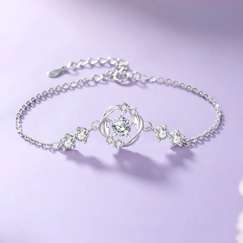 WINY 925 Sterling Silver, Synthetic Cubic Zirconia Bracelets Women's Silver-1