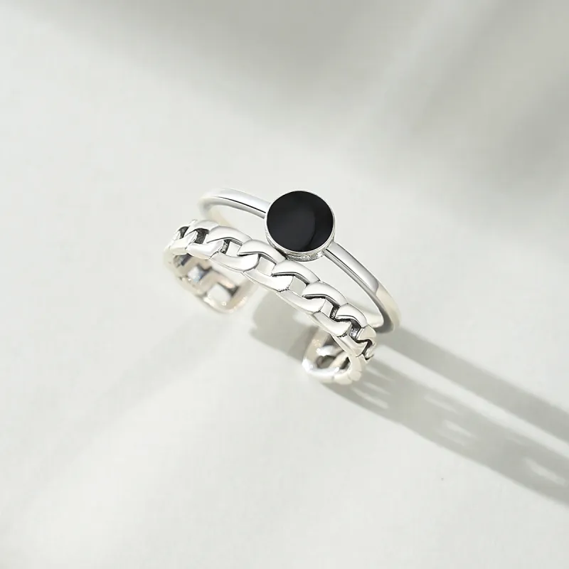 WINY 925 Sterling Silver Rings Women's Black-3