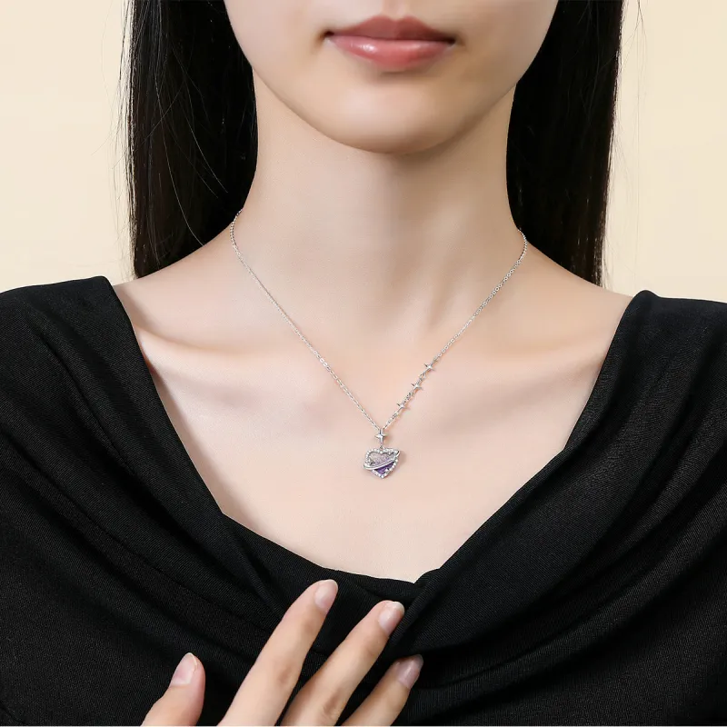 WINY 925 Silver Synthetic Cubic Zirconia Necklace Adjustable Confession Of Secret Love Niche Design Women's Gold Silver-3