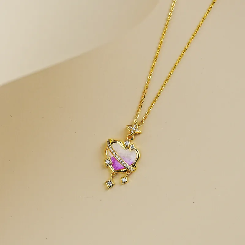WINY 925 Sterling Silver Necklaces Women's Pink-2