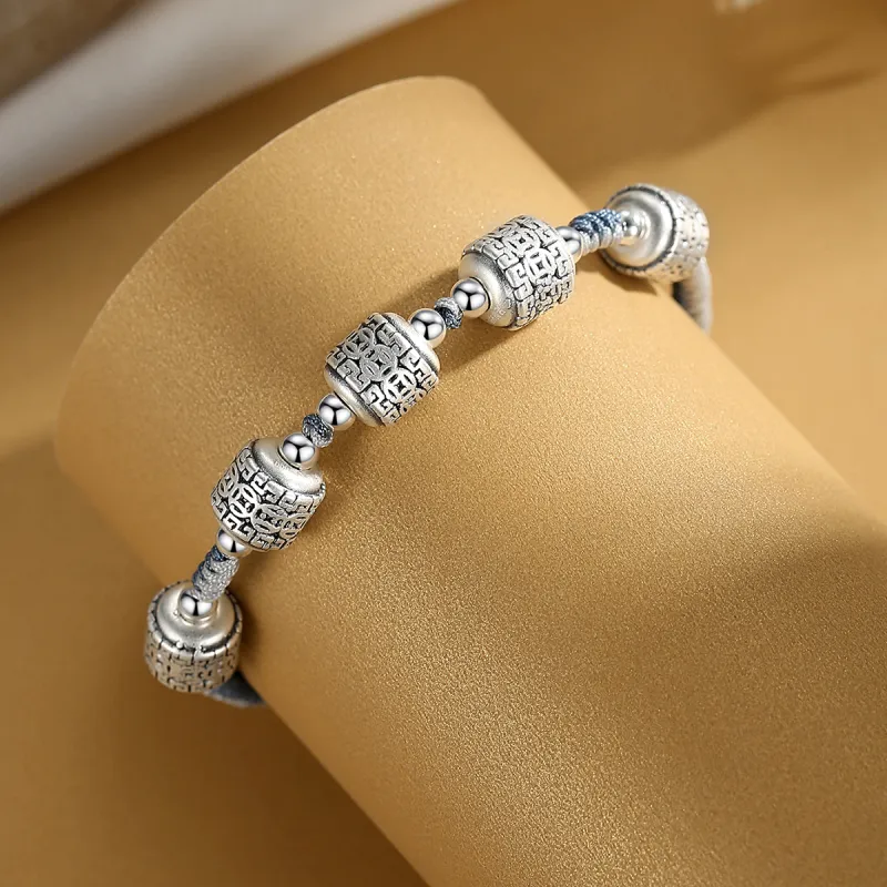 WINY 999 Fine Silver Bracelets Women's Black Gray-2