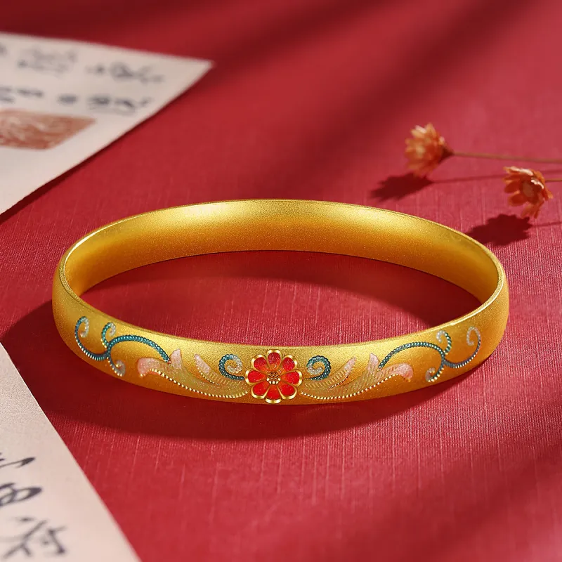 WINY 999 Fine Silver Bangles Women's Gold-2