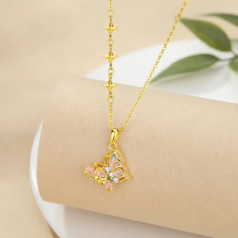 WINY 925 Sterling Silver Necklaces Women's Gold-2