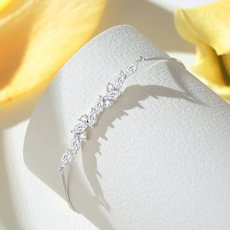 WINY 925 Silver Synthetic Cubic Zirconia Bracelets Women's Silver-2