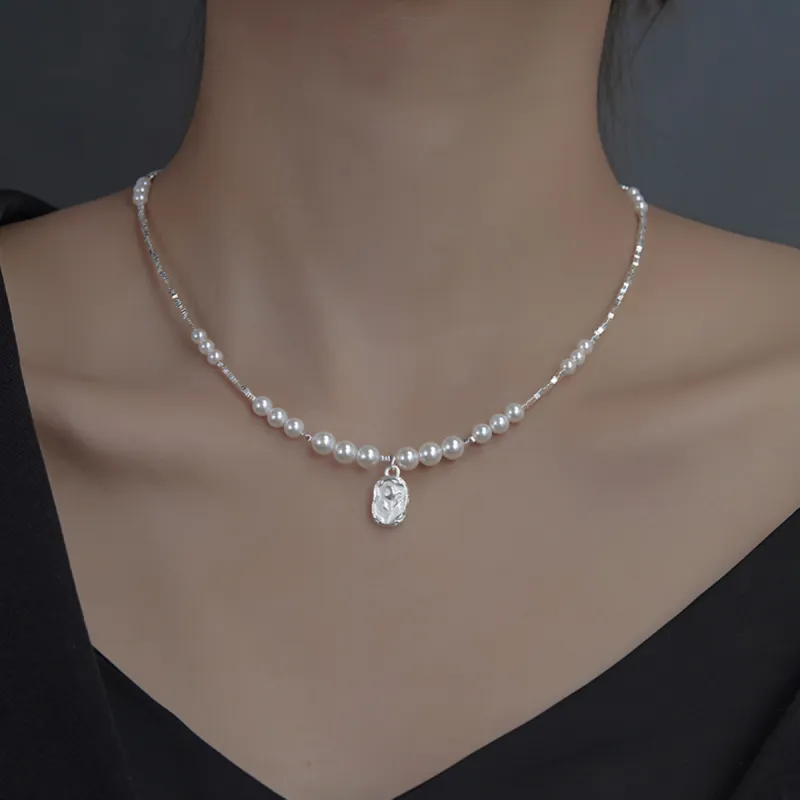 WINY 925 Sterling Silver Necklaces Women's Silver, White-1