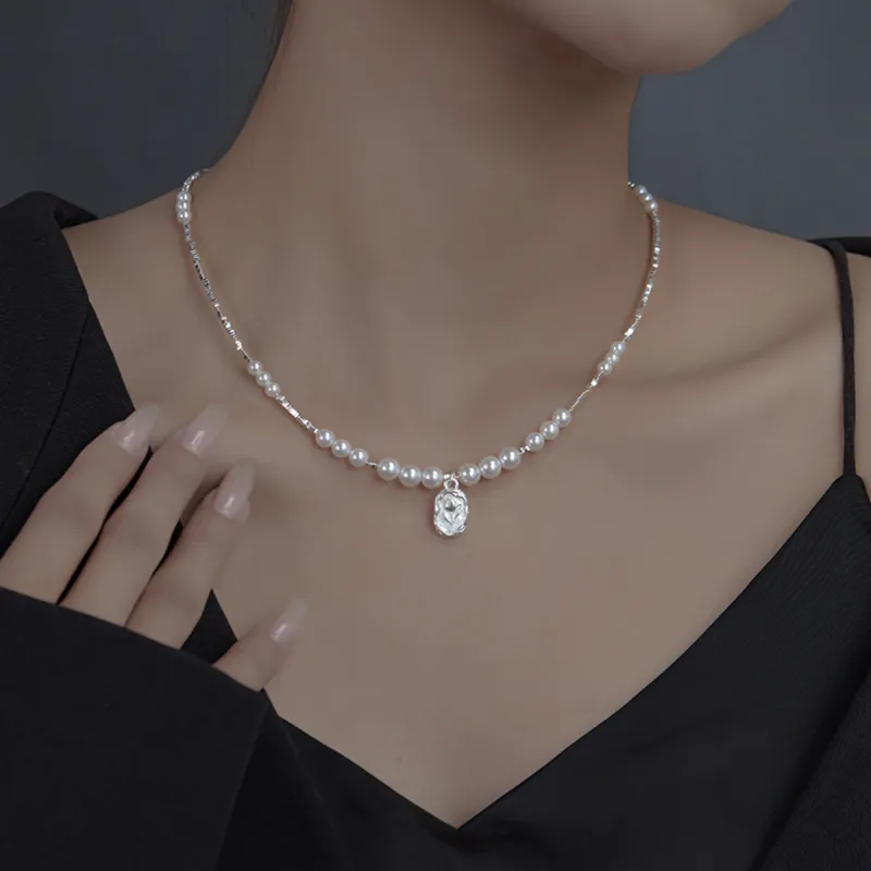 WINY 925 Sterling Silver Necklaces Women's Silver, White-3