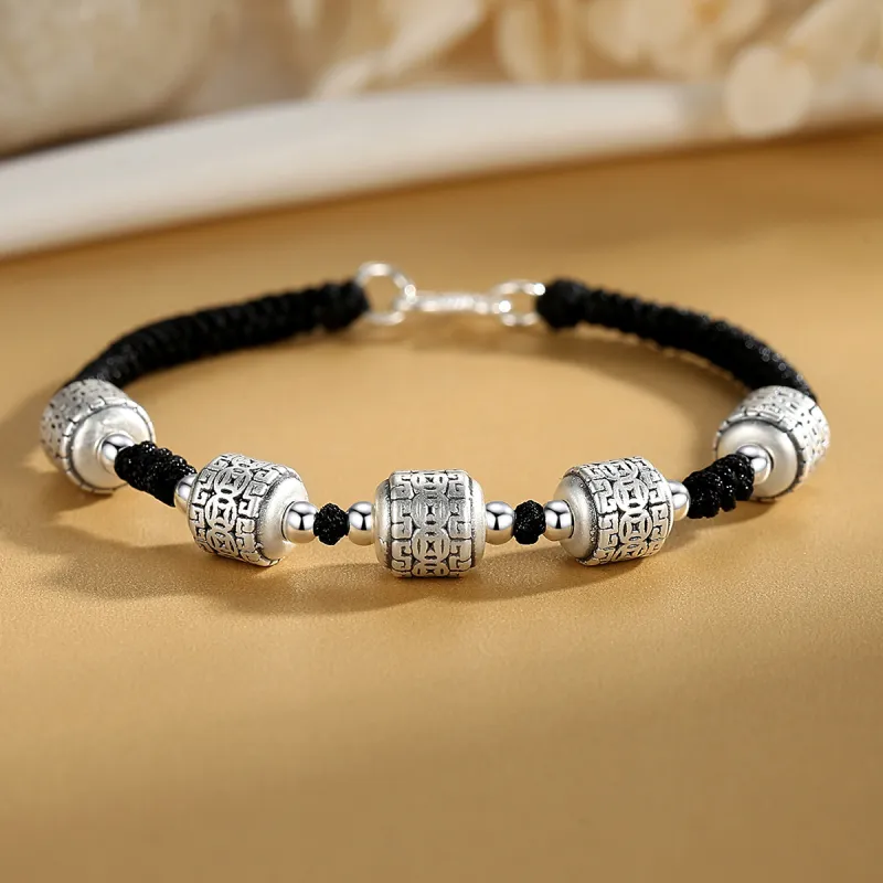 WINY 999 Fine Silver Bracelets Women's Black Gray-7