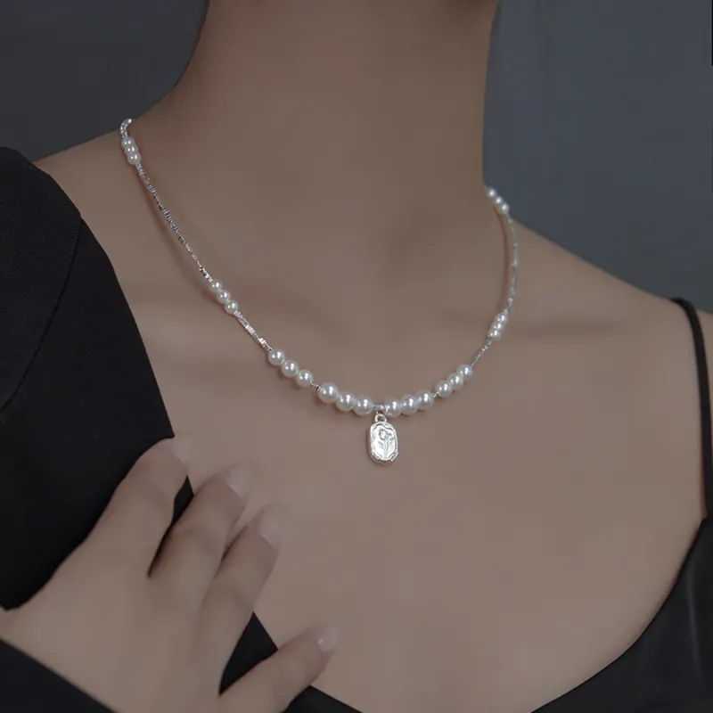 WINY 925 Sterling Silver Necklaces Women's Silver, White-2
