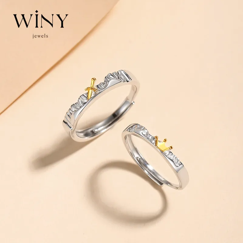 WINY 925 Sterling Silver Rings Unisex Silver Yellow Gradient-1