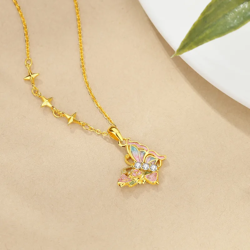 WINY 925 Sterling Silver Necklaces Women's Gold-3
