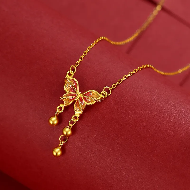 WINY 925 Sterling Silver Material Necklace Glue Drip Craft, Niche Design Feel, Gift Box Set Women's Gold-3