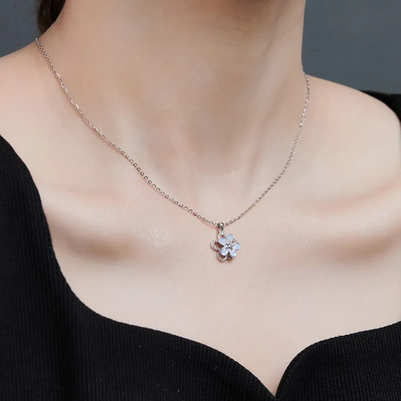 WINY 925 Sterling Silver Necklaces Women's Blue-5