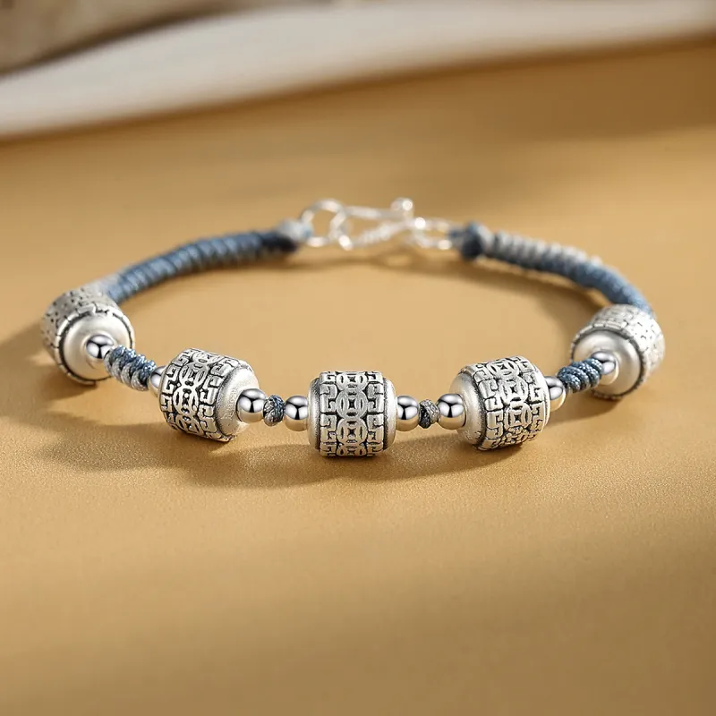 WINY 999 Fine Silver Bracelets Women's Black Gray-3