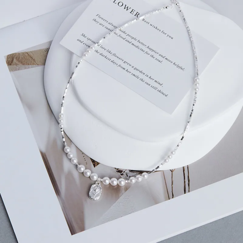 WINY 925 Sterling Silver Necklaces Women's Silver, White-5