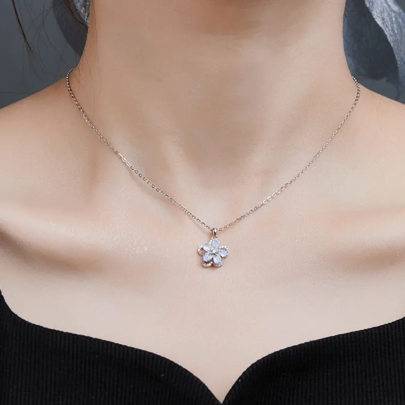 WINY 925 Sterling Silver Necklaces Women's Blue-3