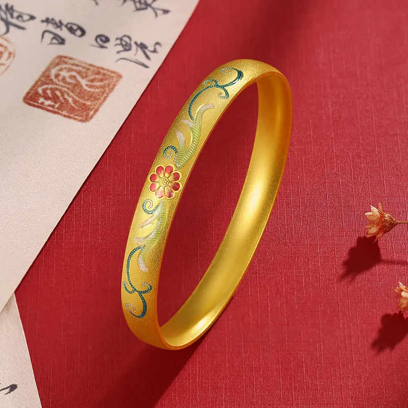 WINY 999 Fine Silver Bangles Women's Gold-4