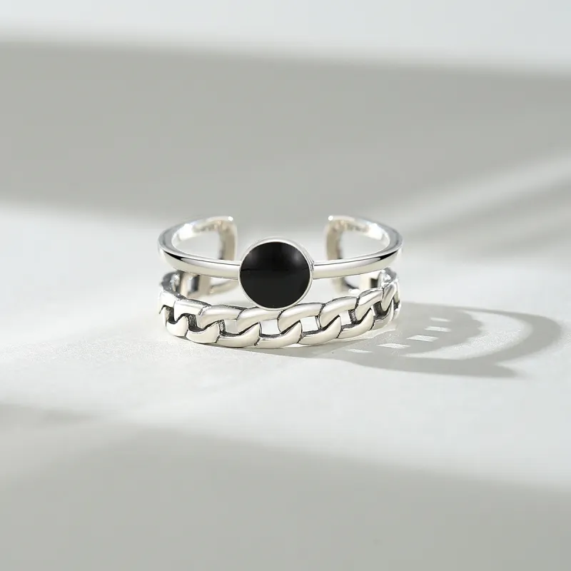 WINY 925 Sterling Silver Rings Women's Black-1