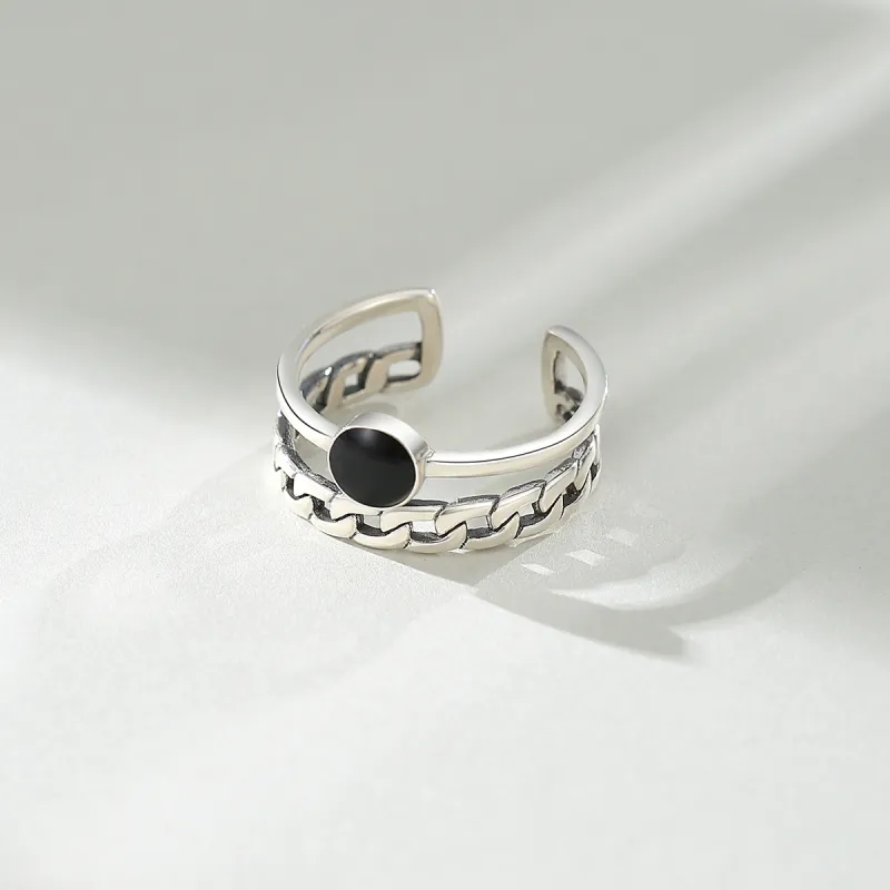 WINY 925 Sterling Silver Rings Women's Black-2