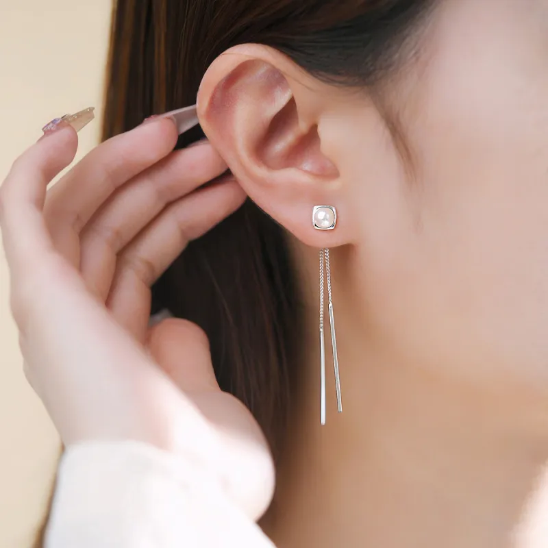 WINY 999 Fine Silver Drop Earrings Women's-2