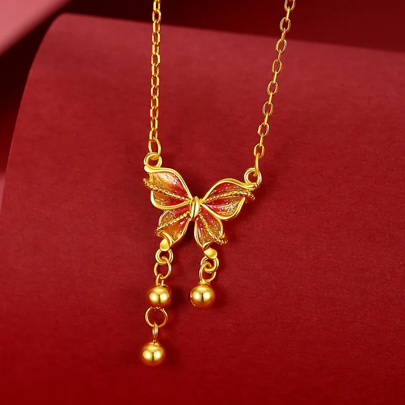 WINY 925 Sterling Silver Material Necklace Glue Drip Craft, Niche Design Feel, Gift Box Set Women's Gold-2