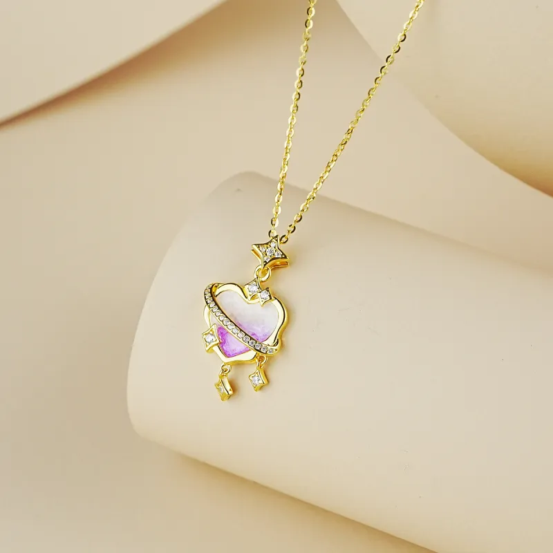 WINY 925 Sterling Silver Necklaces Women's Pink-3
