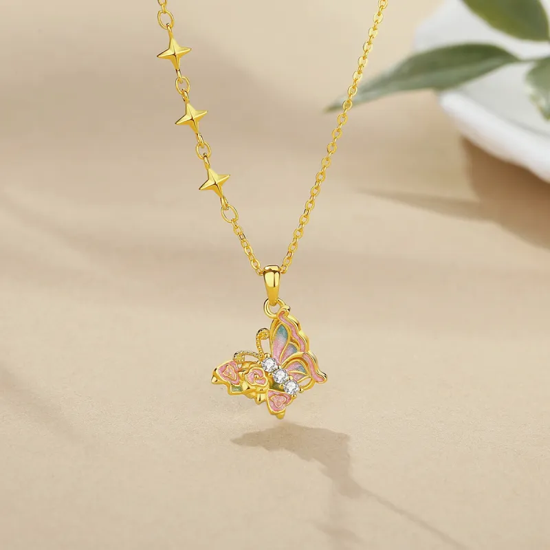 WINY 925 Sterling Silver Necklaces Women's Gold-1