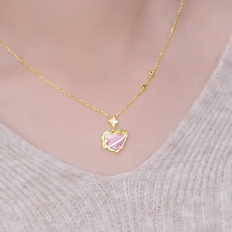 WINY 925 Sterling Silver Necklaces Women's Pink-4