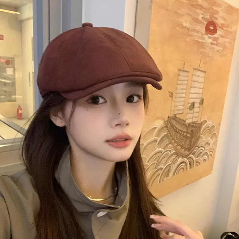 EEEENO PU Leather Berets Unisex-2
