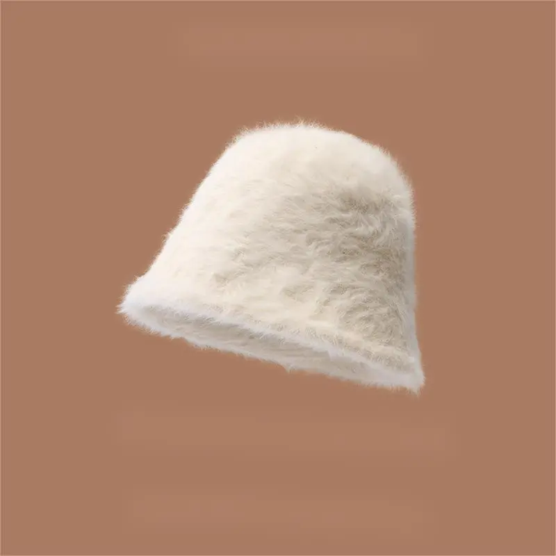 EEEENO Imitation Rabbit Fur Blend Bucket Hats Women's-4