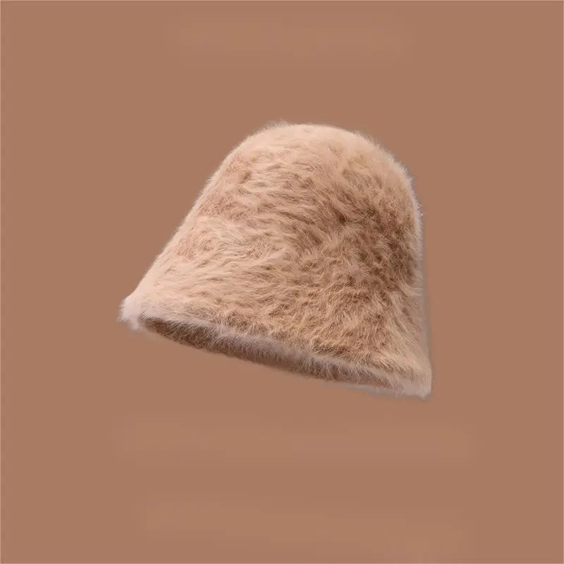 EEEENO Imitation Rabbit Fur Blend Bucket Hats Women's-12