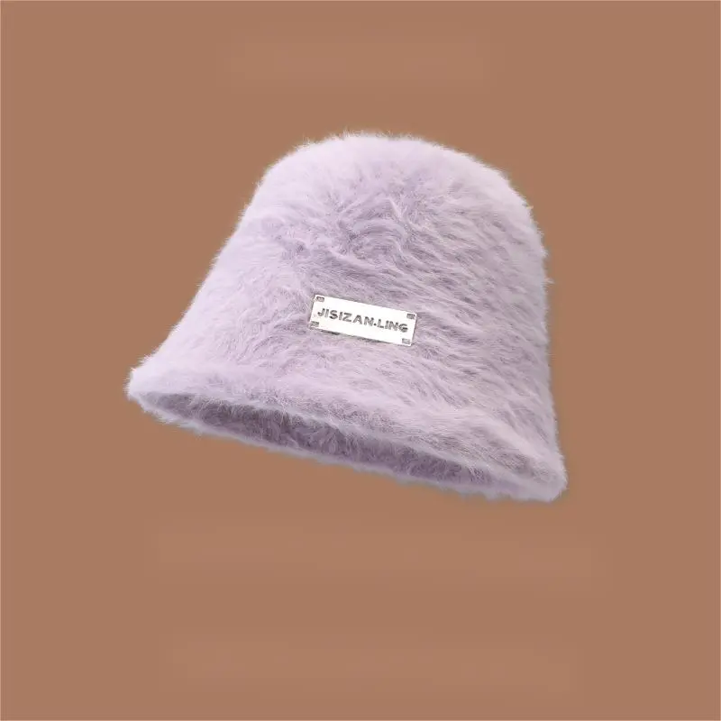 EEEENO Imitation Rabbit Fur Blend Bucket Hats Women's-22