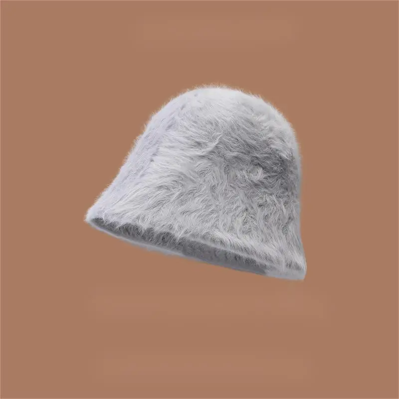 EEEENO Imitation Rabbit Fur Blend Bucket Hats Women's-9