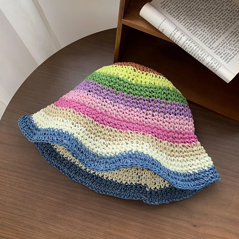 EEEENO Paper Reed Bucket Hats Women's-1