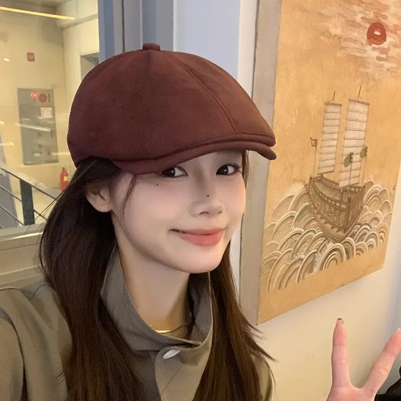 EEEENO PU Leather Berets Unisex-1