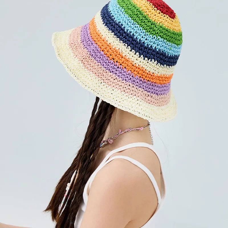 EEEENO Paper Reed Bucket Hats Women's-4