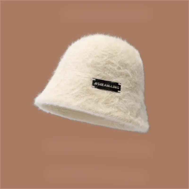 EEEENO Imitation Rabbit Fur Blend Bucket Hats Women's-2