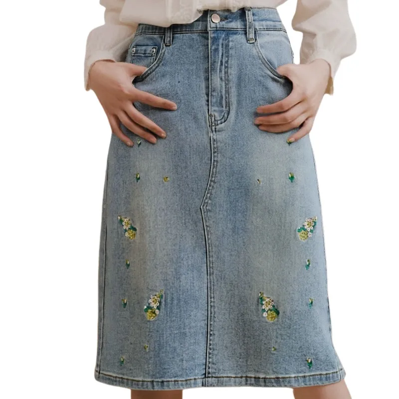 KAISER Denim Long Skirts Women's Blue-2