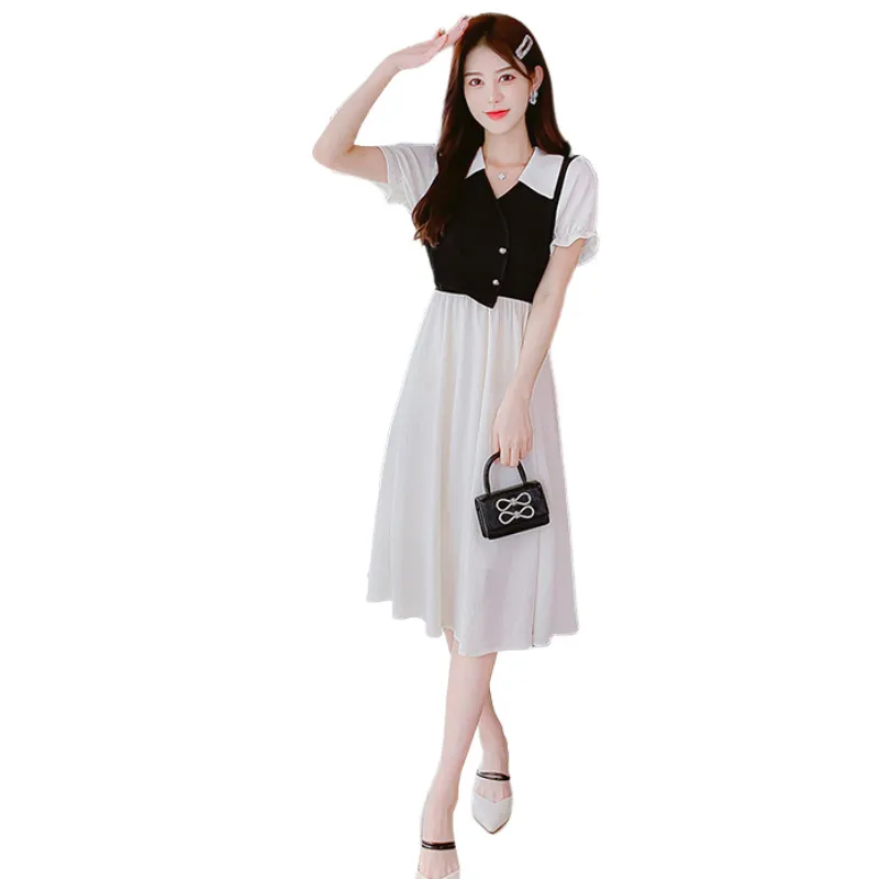 KAISER Short Sleeved Dresses Women's White & Black-2